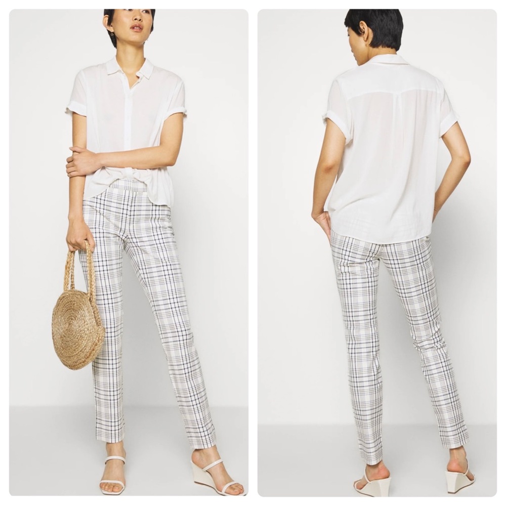 Banana Republic Black and White Plaid Trousers
